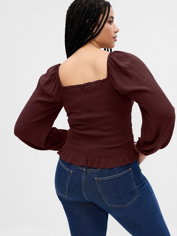 Image 6 of 6, Crepe Smocked Top