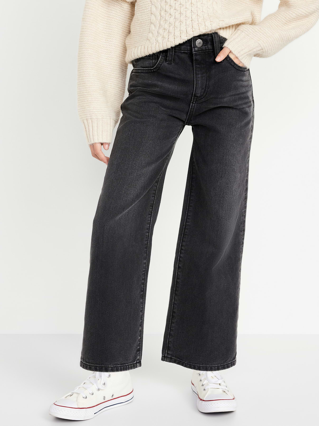 Image number 1 showing, High-Waisted Baggy Wide-Leg Jeans for Girls