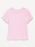 Image number 1 showing, Short-Sleeve Lettuce-Edge T-Shirt for Toddler Girls