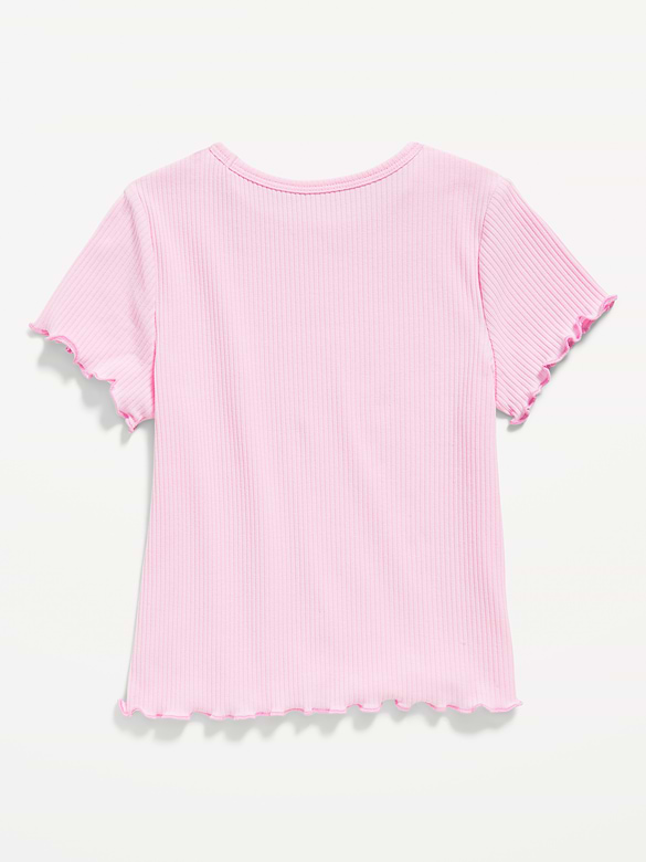 Short-Sleeve Lettuce-Edge T-Shirt for Toddler Girls