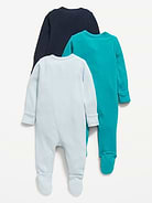 Image number 2 showing, 2-Way-Zip Sleep & Play Footed One-Piece 3-Pack for Baby