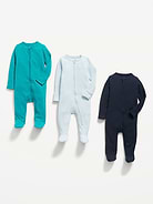 Image number 3 showing, 2-Way-Zip Sleep & Play Footed One-Piece 3-Pack for Baby