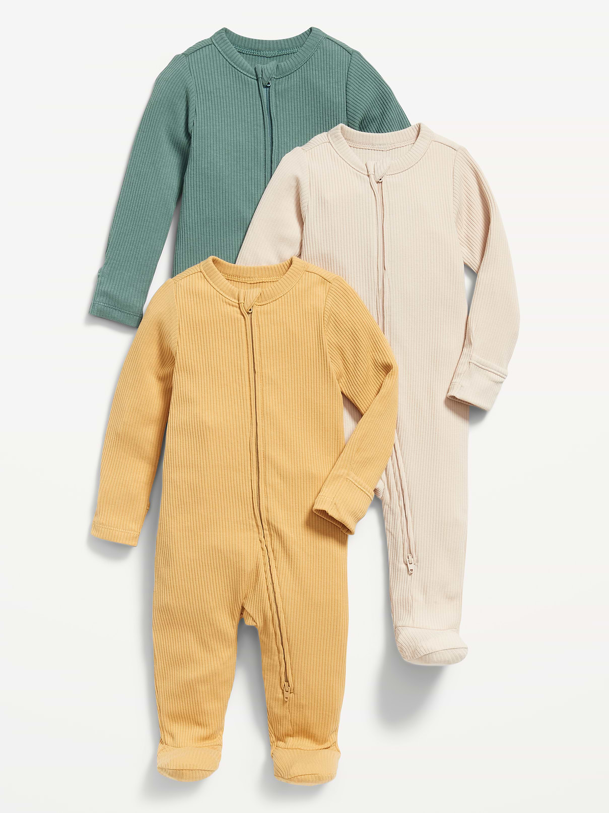 Image 1 of 3, crew neck, long sleeves, fold-over mittens at each sleeve, reversible two-way zipper, sewn-in feet, online exclusive, Product #867818