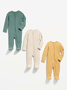 Image 2 of 3, Unisex 2-Way-Zip Sleep & Play Footed One-Piece 3-Pack for Baby