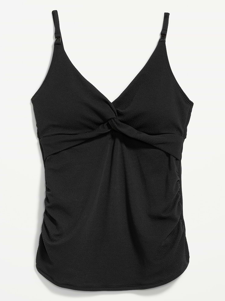 Image number 4 showing, Maternity Twist-Front Cutout Nursing Tankini Swim Top