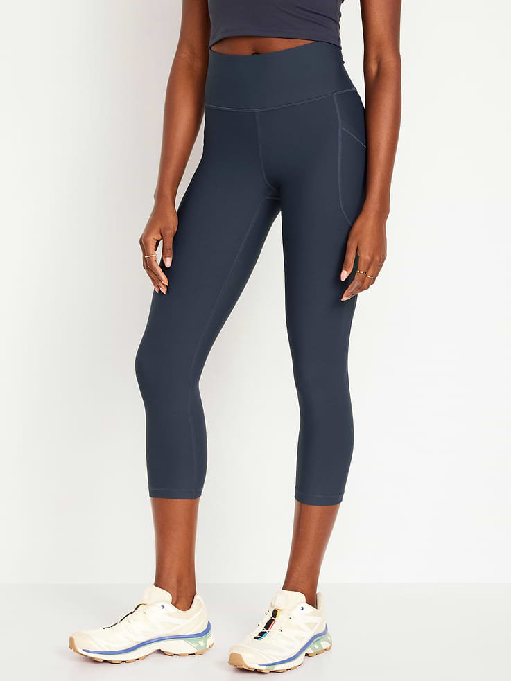 Image number 1 showing, High-Waisted PowerSoft Crop Pocket Leggings