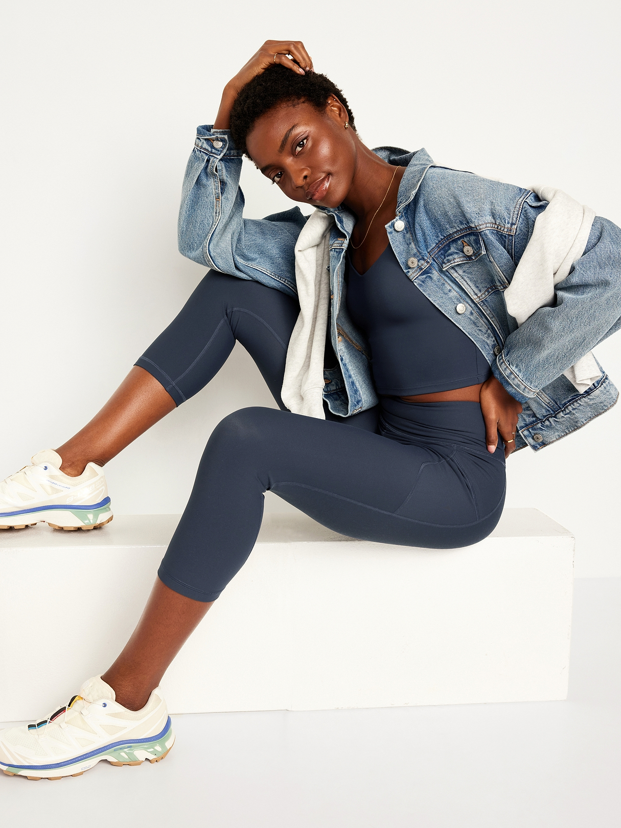 High-Waisted PowerSoft Crop Pocket Leggings | Old Navy