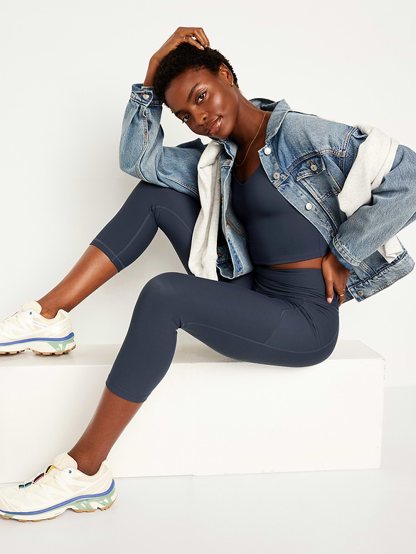High-Waisted PowerSoft Crop Pocket Leggings