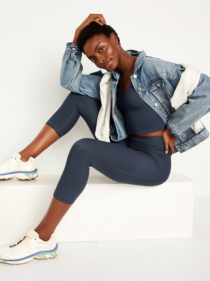 Image number 3 showing, High-Waisted PowerSoft Crop Pocket Leggings