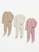 Image number 3 showing, 2-Way-Zip Sleep & Play Footed One-Piece 3-Pack for Baby