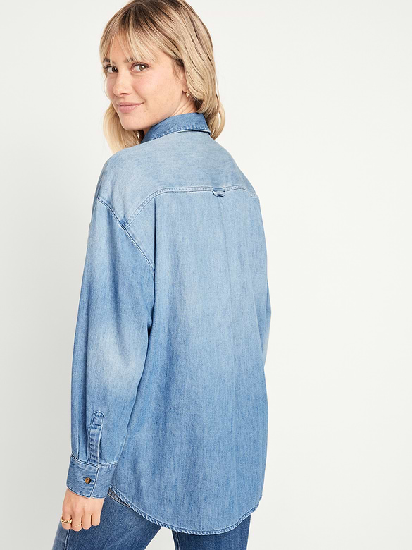 Chemisier surdimensionné, boutonné, coupe boyfriend pour Femme