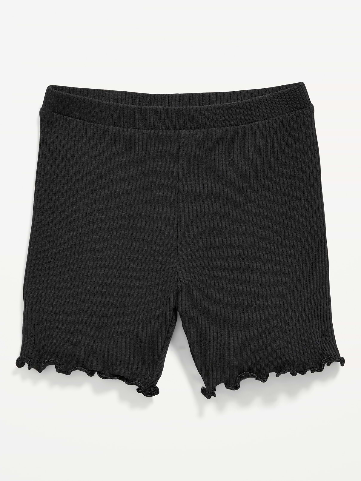 Rib-Knit Lettuce-Edge Biker Shorts for Toddler Girls