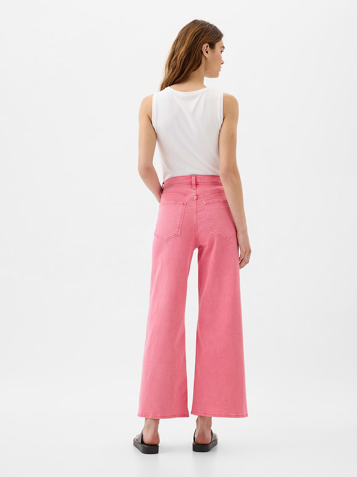 Image 2 of 6, High Rise Wide-Leg Crop Jeans