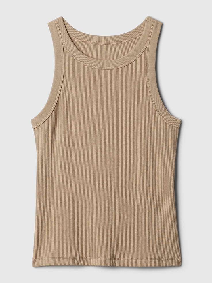 Image 4 of 4, Modern Rib Halter Tank Top