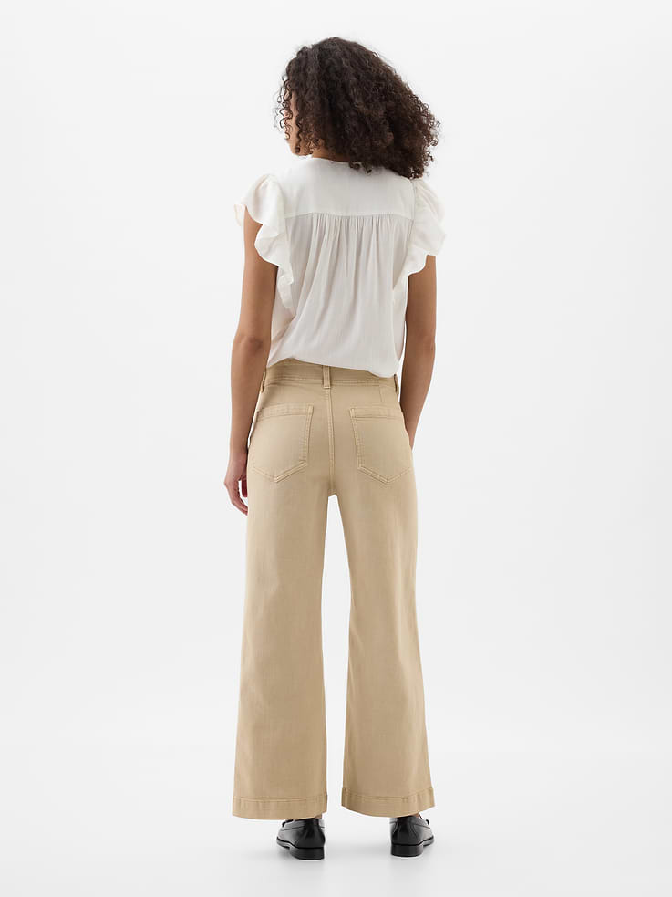 Image 2 of 6, High Rise Wide-Leg Crop Jeans