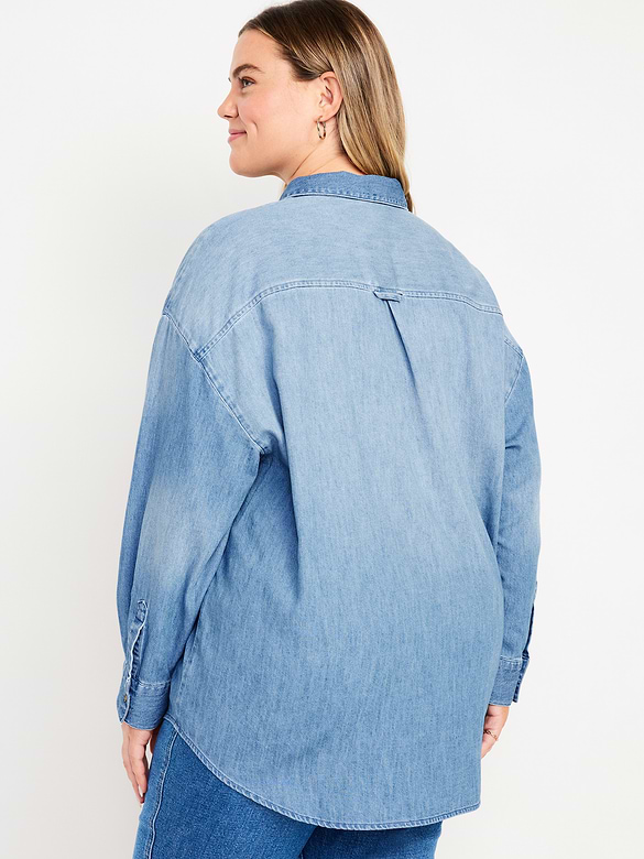 Chemisier surdimensionné, boutonné, coupe boyfriend pour Femme