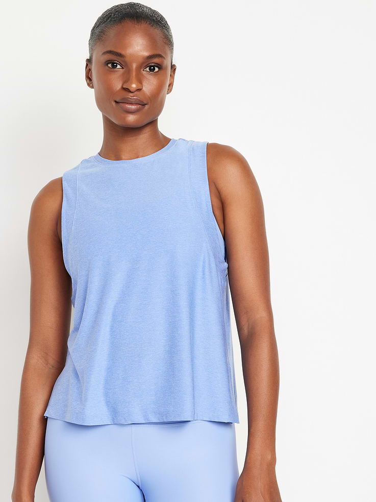 Image 1 of 8, Make your moves in Old Navy Sport's CloudMotion: A lightweight, drapey fabric with an ultra-soft, cloud-like feel., crew neck, sleeveless, vented sides, sweat-wicking, Product #859204