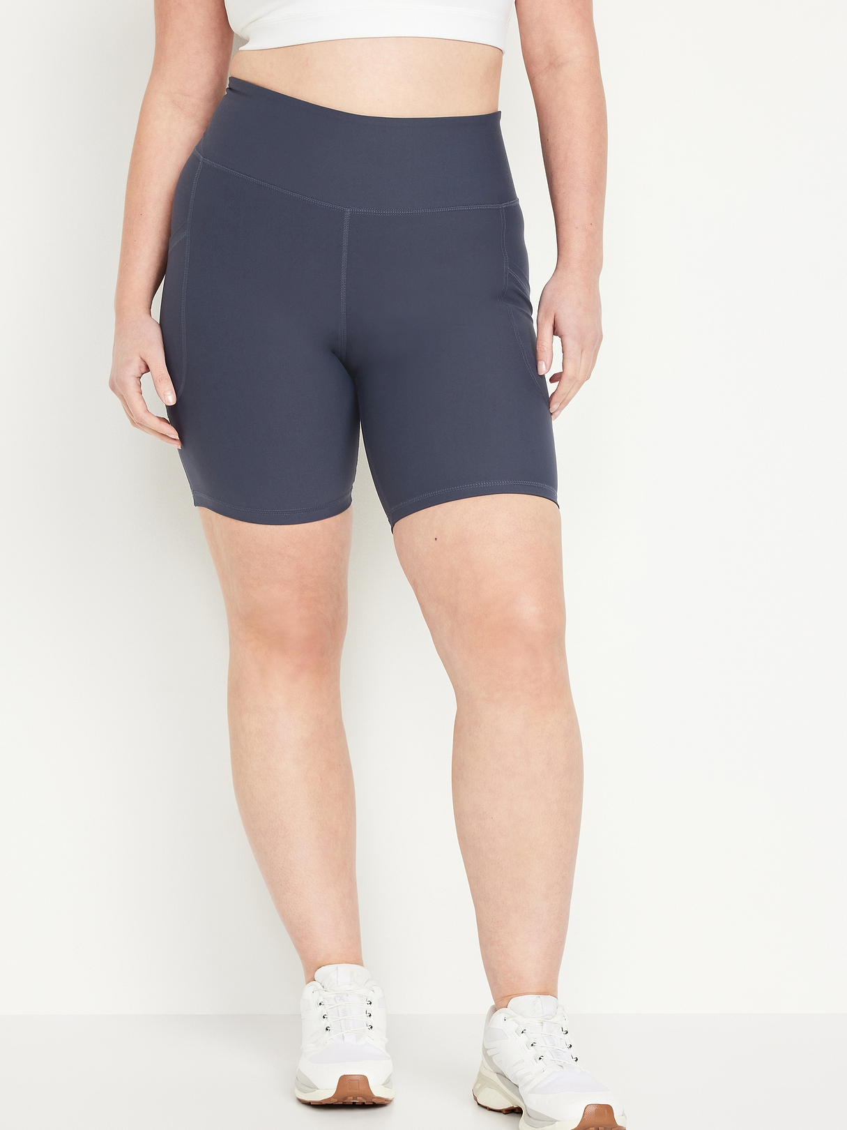High-Waisted PowerSoft Biker Shorts -- 8-inch inseam | Old Navy