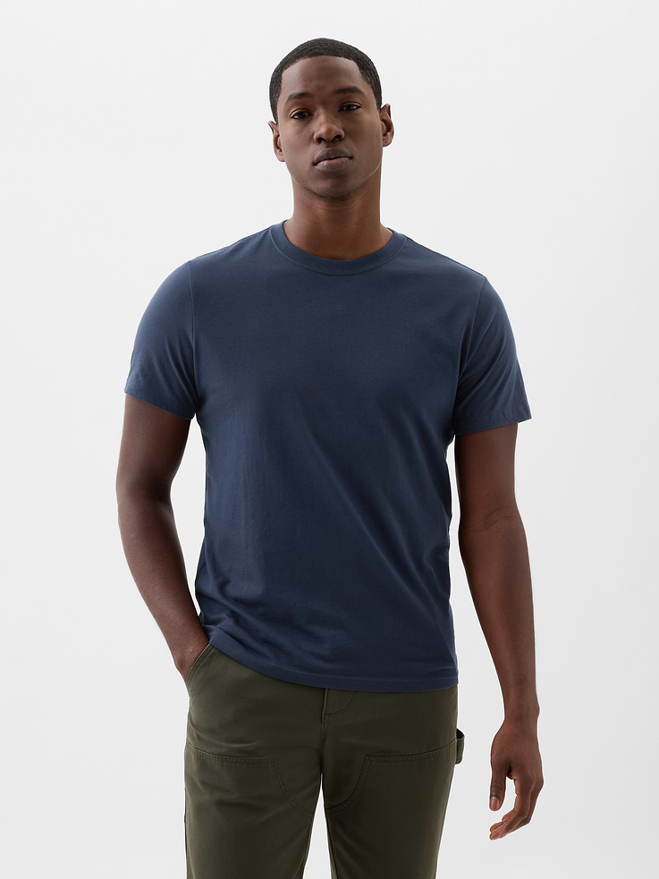 Image 1 of 4, Soft jersey knit., Short sleeves., Crewneck., Note: The dye used in the crafting of this product is prone to crocking, or color transfer. Please avoid contact with light-colored fabric or upholstery., This product was made in a factory that invests in gender equity and women’s empowerment through RISE. Learn more at, Product #797098