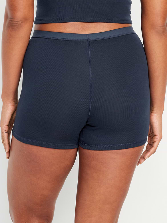 High-Waisted Ribbed Boyshort Briefs -- 3-inch inseam