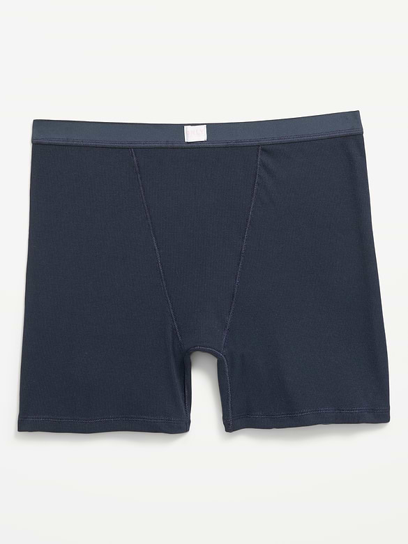 High-Waisted Ribbed Boyshort Briefs -- 3-inch inseam
