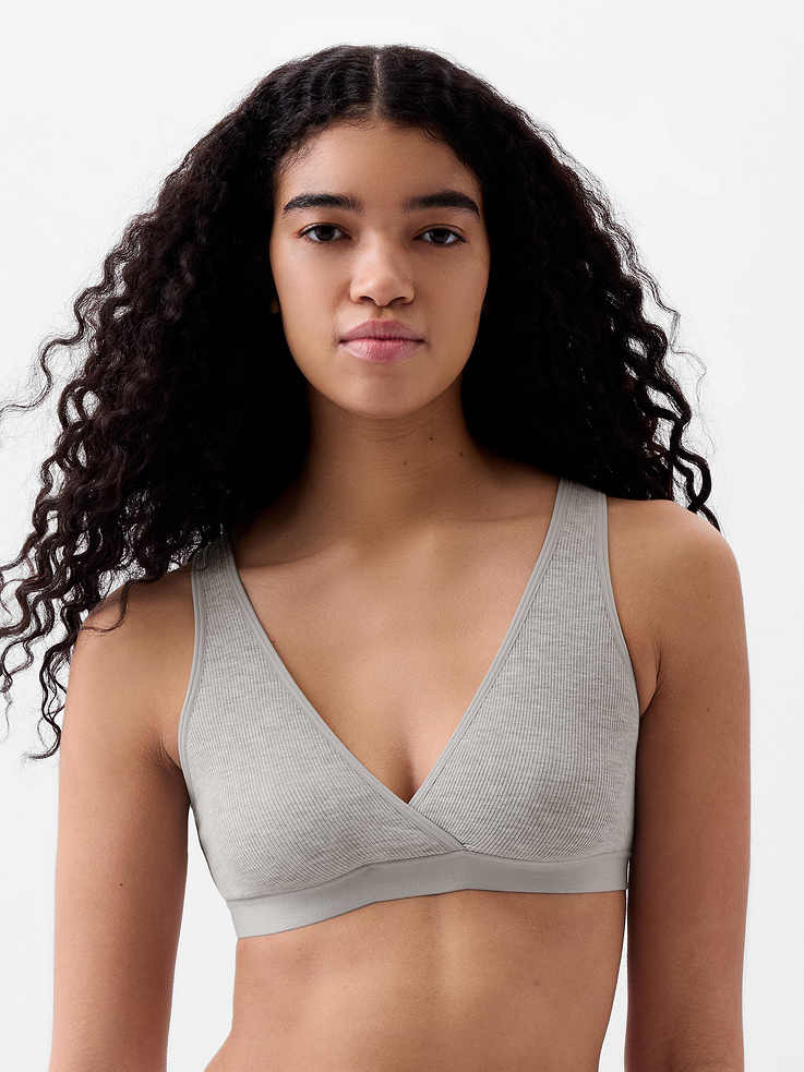 Image 1 of 2, Effortless, comfortable, and made with easy nursing access for you and baby., Supersoft modal-blend ribbed knit nursing bralette., V-neck made for easy nursing access., Tank straps., Please note: Maternity styles cannot be returned in store. Please enjoy free returns by mail., Product #854412
