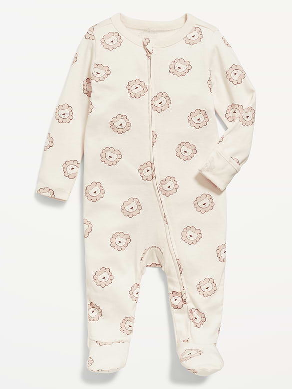 Unisex 2-Way-Zip Sleep & Play Printed Footed One-Piece for Baby