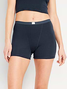 Image number 1 showing, High-Waisted Ribbed Boyshort Briefs -- 3-inch inseam