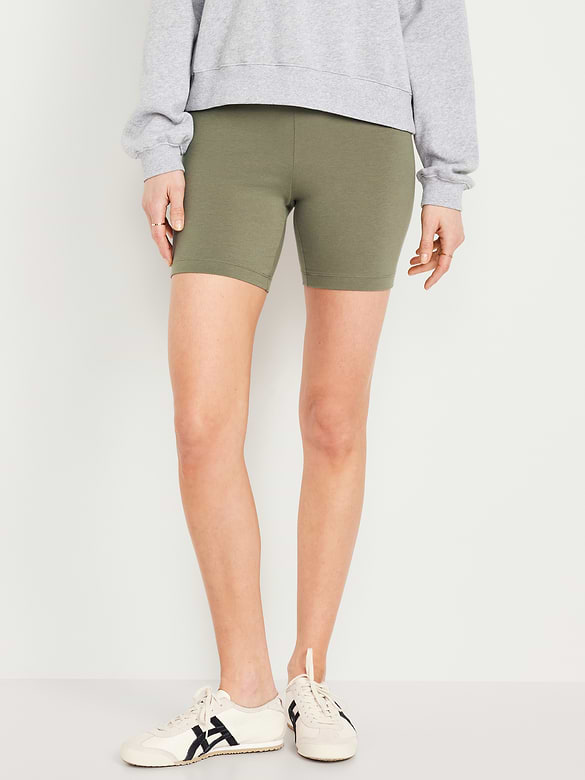 High-Waisted Cotton Biker Shorts -- 6-inch inseam