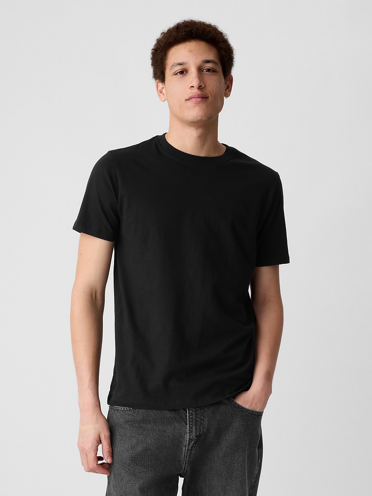 Image 1 of 4, Soft jersey knit., Short sleeves., Crewneck., Note: The dye used in the crafting of this product is prone to crocking, or color transfer. Please avoid contact with light-colored fabric or upholstery., This product was made in a factory that invests in gender equity and women’s empowerment through RISE. Learn more at, Product #797098