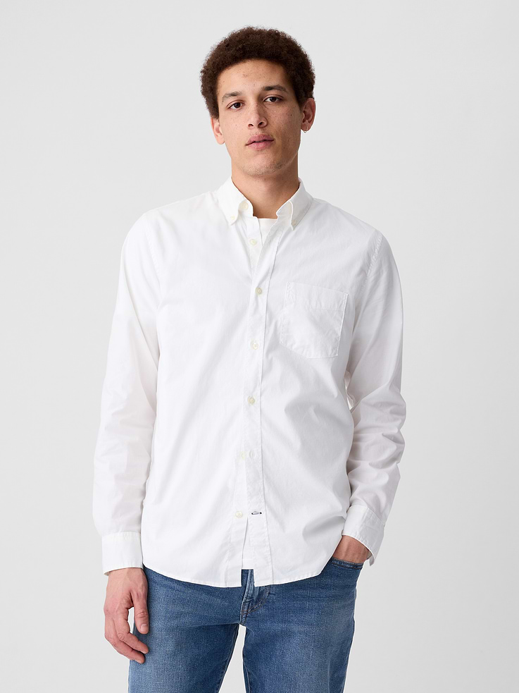 Gap Factory Men's Stretch Poplin Shirt in Slim Fit (White)