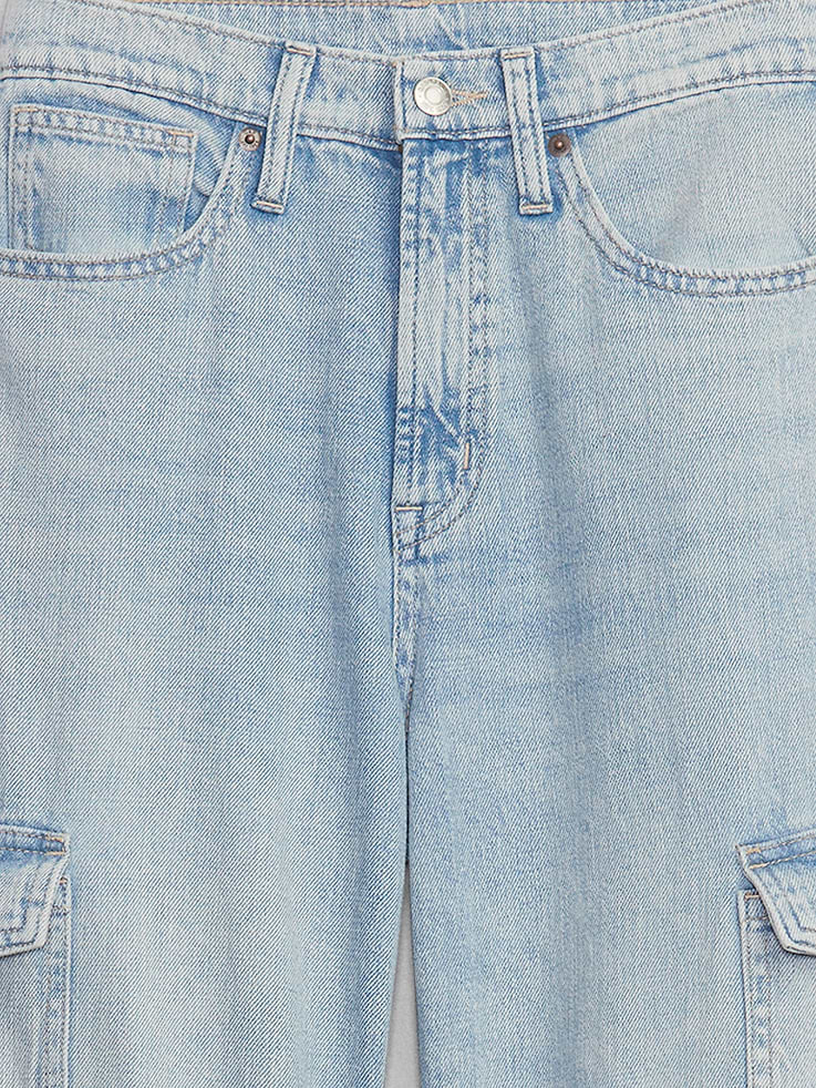 Image 6 of 6, High Rise Wide-Leg Cargo Jeans