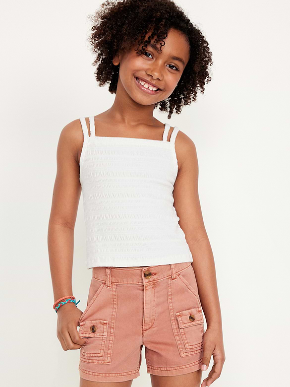Sleeveless Fitted Smocked Tank Top for Girls