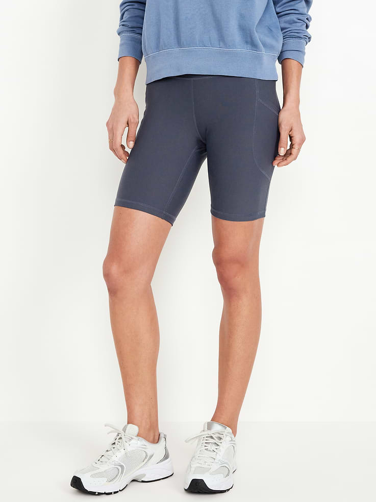 Image number 1 showing, High-Waisted PowerSoft Biker Shorts -- 8-inch inseam
