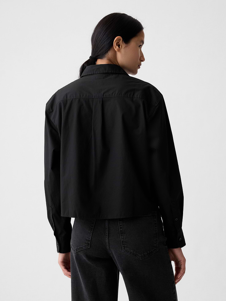 Image number 2 showing, Organic Cotton Poplin Crop Shirt