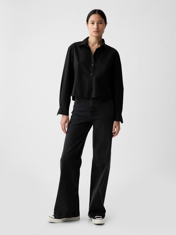 Image number 3 showing, Organic Cotton Poplin Crop Shirt