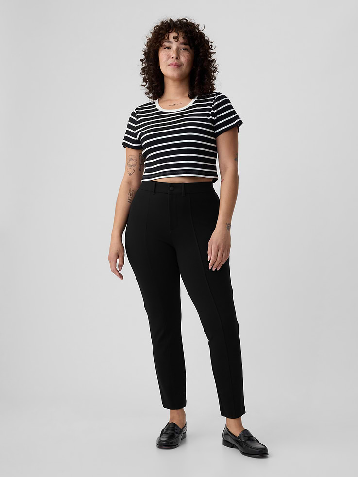 L'image numéro 5 présente Pantalon moulant à taille haute en point de rome