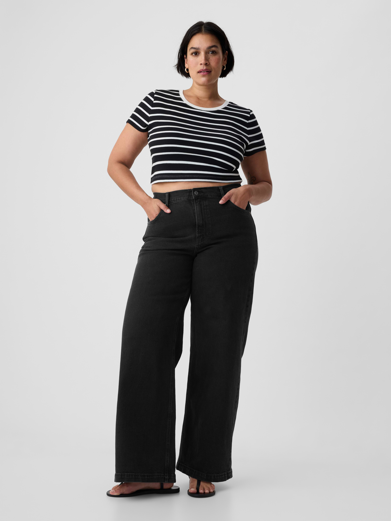 Image 5 of 9, High Rise Stride Wide-Leg Jeans