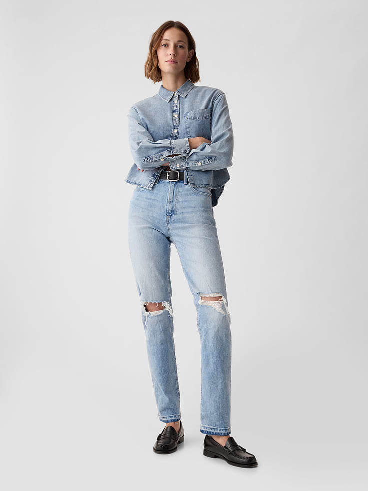 Image number 1 showing, High Rise Cheeky Straight Jeans