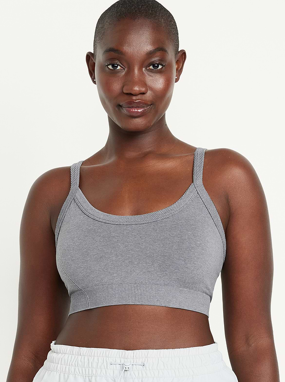 Soutien-gorge de sport côtelé à maintien léger sans coutures