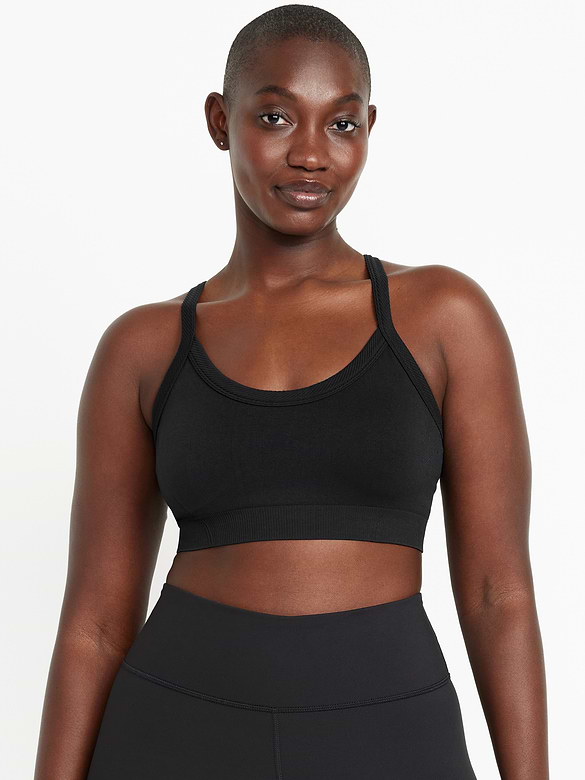 Soutien-gorge de sport côtelé à maintien léger sans coutures