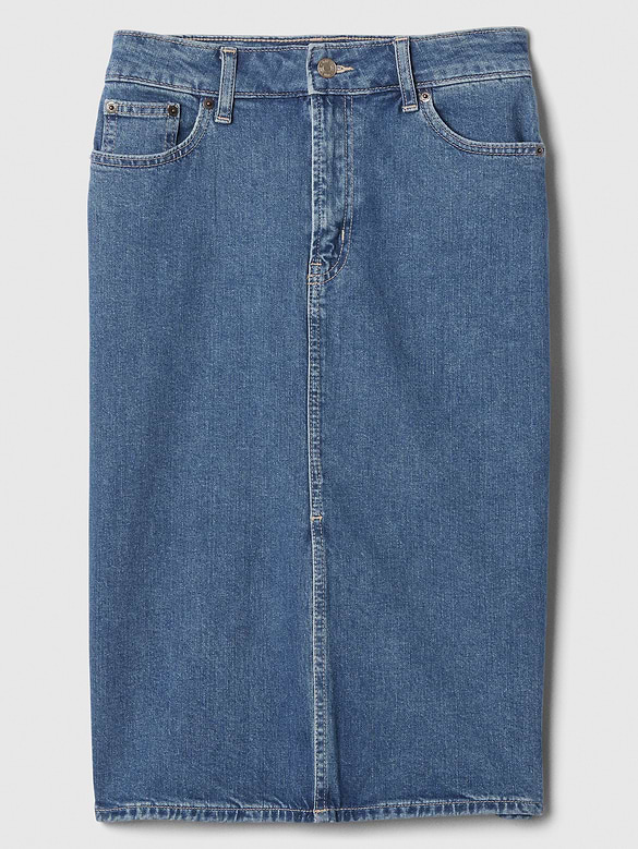 Denim Midi Pencil Skirt