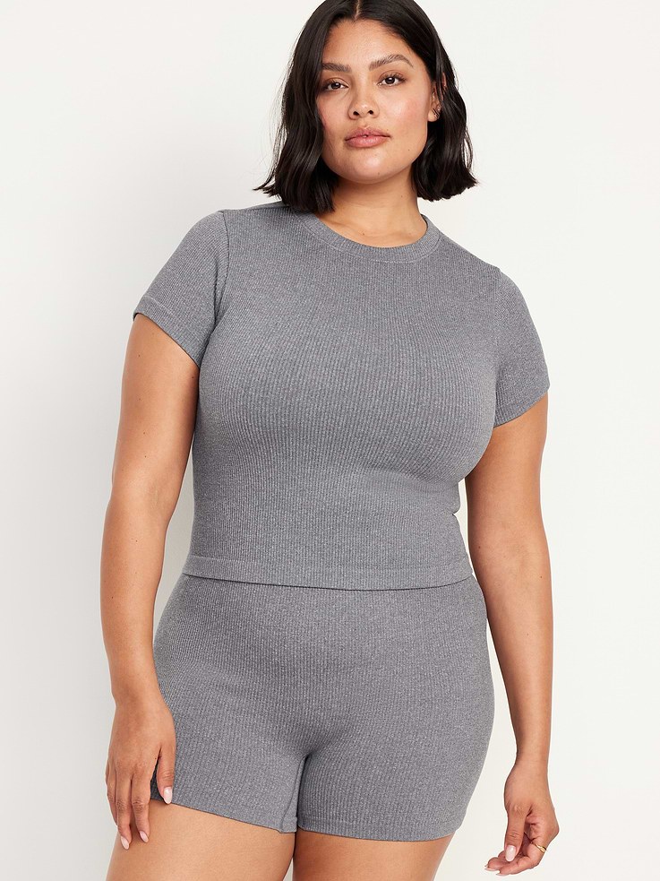 Image number 7 showing, Exhale Seamless Fitted Rib T-Shirt