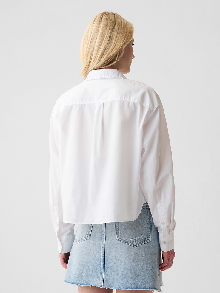 Image number 2 showing, Organic Cotton Poplin Crop Shirt