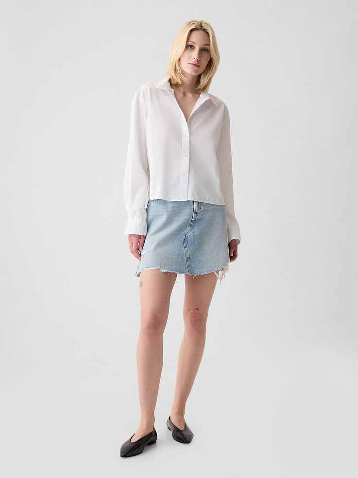 Image number 3 showing, Organic Cotton Poplin Crop Shirt