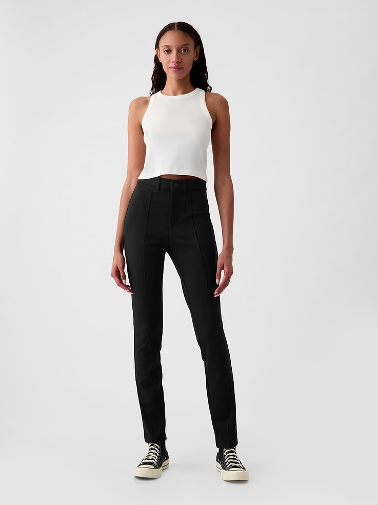 L'image numéro 1 présente Pantalon moulant à taille haute en point de rome