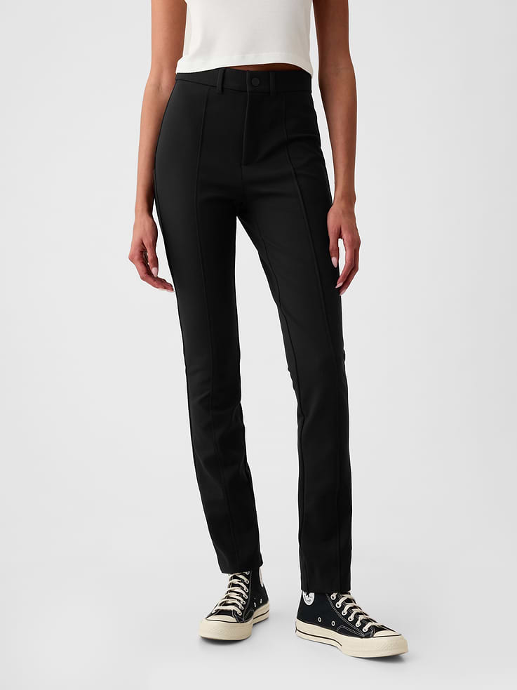 L'image numéro 2 présente Pantalon moulant à taille haute en point de rome