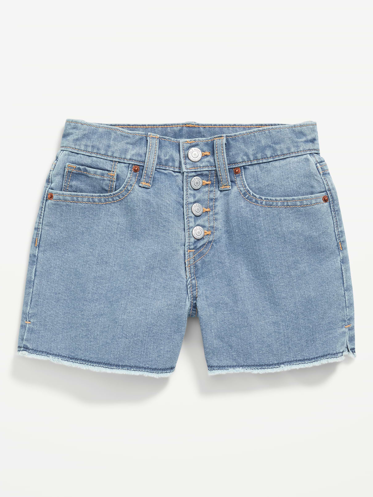Image number 1 showing, High-Waisted Wow Frayed-Hem Jean Shorts for Girls