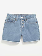 Image number 1 showing, High-Waisted Wow Frayed-Hem Jean Shorts for Girls