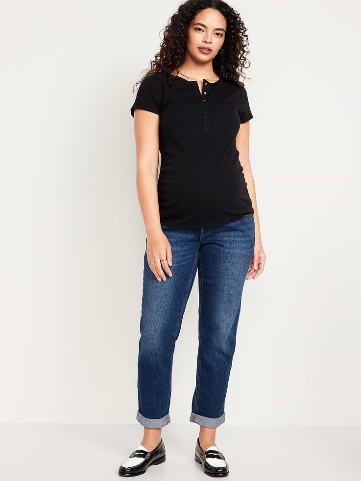 Image number 1 showing, Maternity Full-Panel Wow Boyfriend Jeans